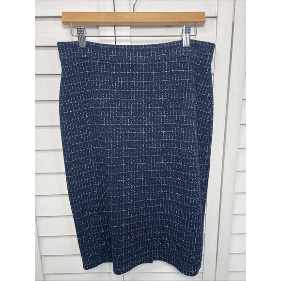 Anthropologie Maeve Jacquard Grid Windowpane Stretch Pencil Skirt Size Medium - Picture 1 of 8